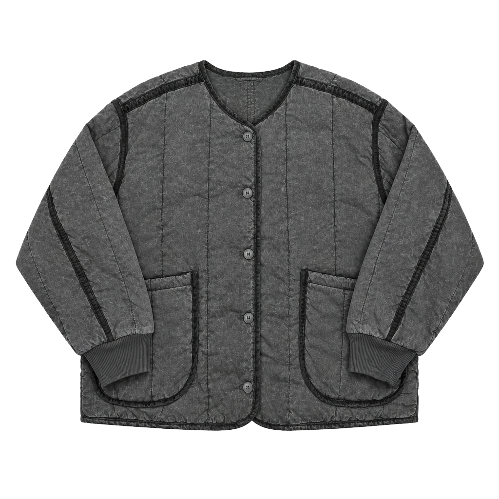 Free People Quilted Bomber Jacket Size XL Gray Cotton oversized fit 1