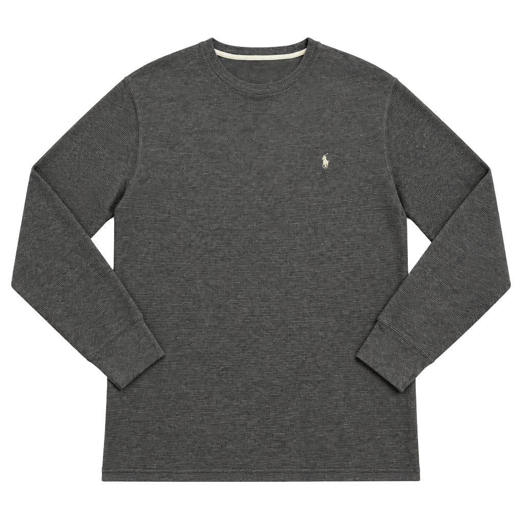 Polo Ralph Lauren Thermal Long Sleeve Shirt Size L Gray Cotton 1