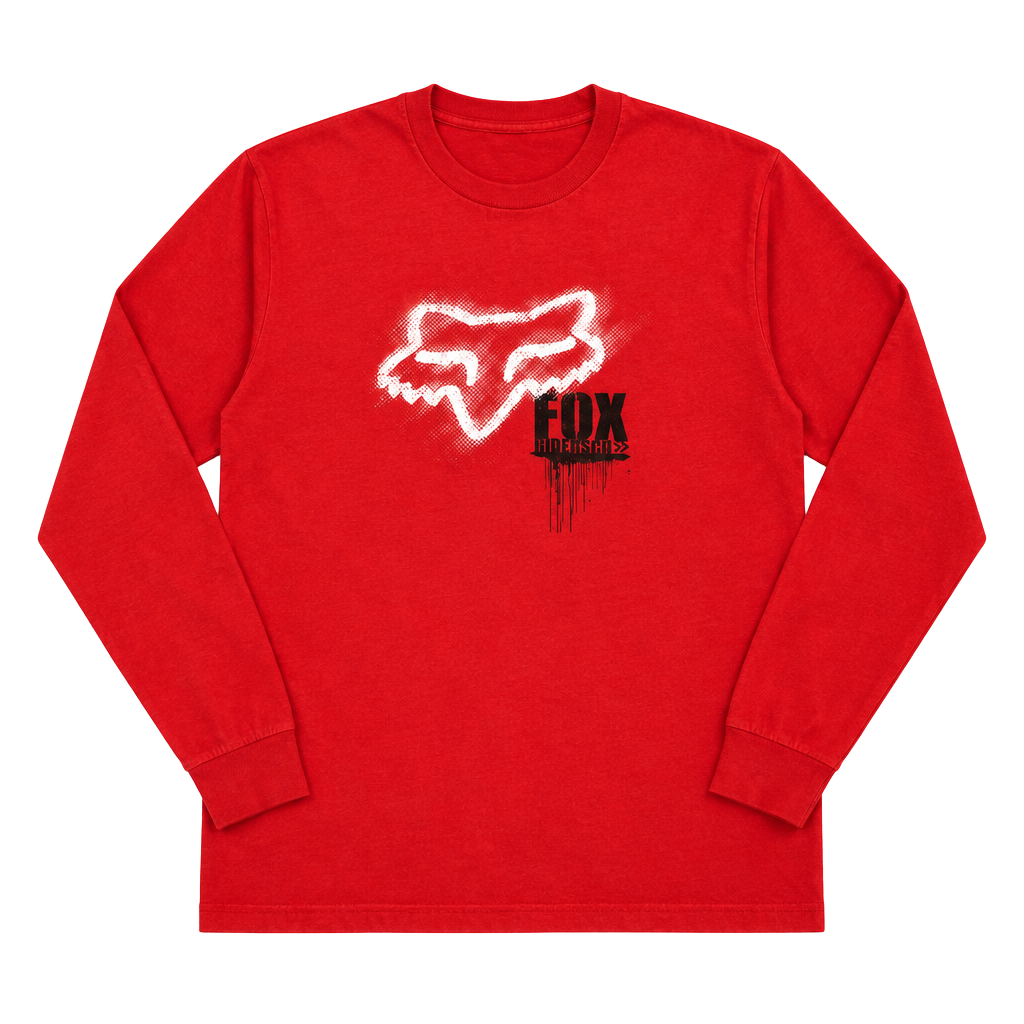 Retro Y2K Fox Racing Long Sleeve Graphic Shirt Red Size L 1