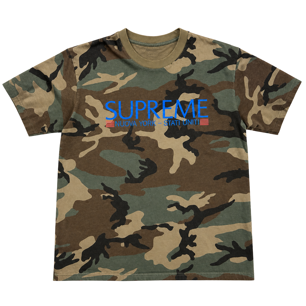 Supreme Nuova York Tee Size L Woodland Camo Graphic T-Shirt 1