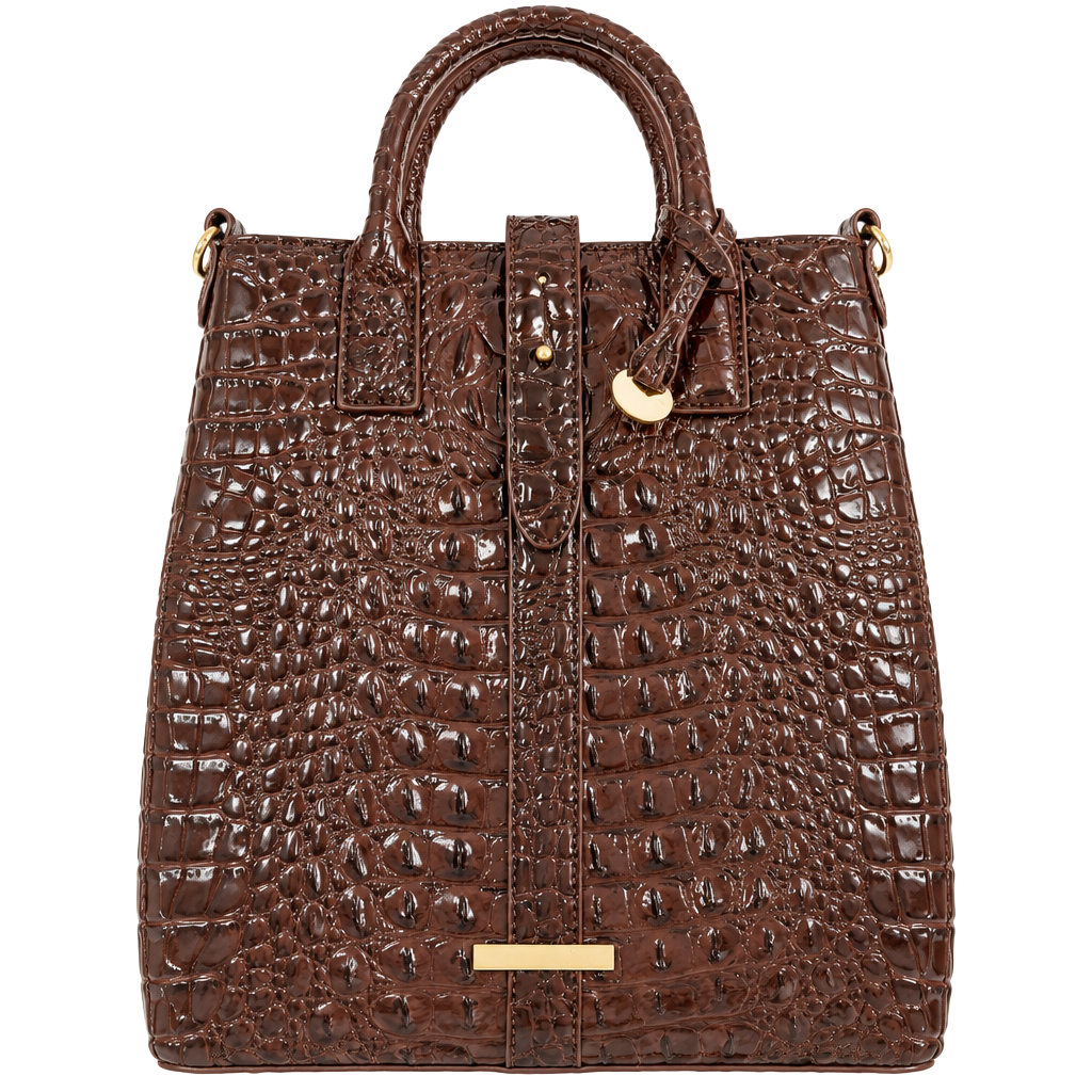 Brahmin Melbourne Embossed Leather Tote Bag Brown Croc 1
