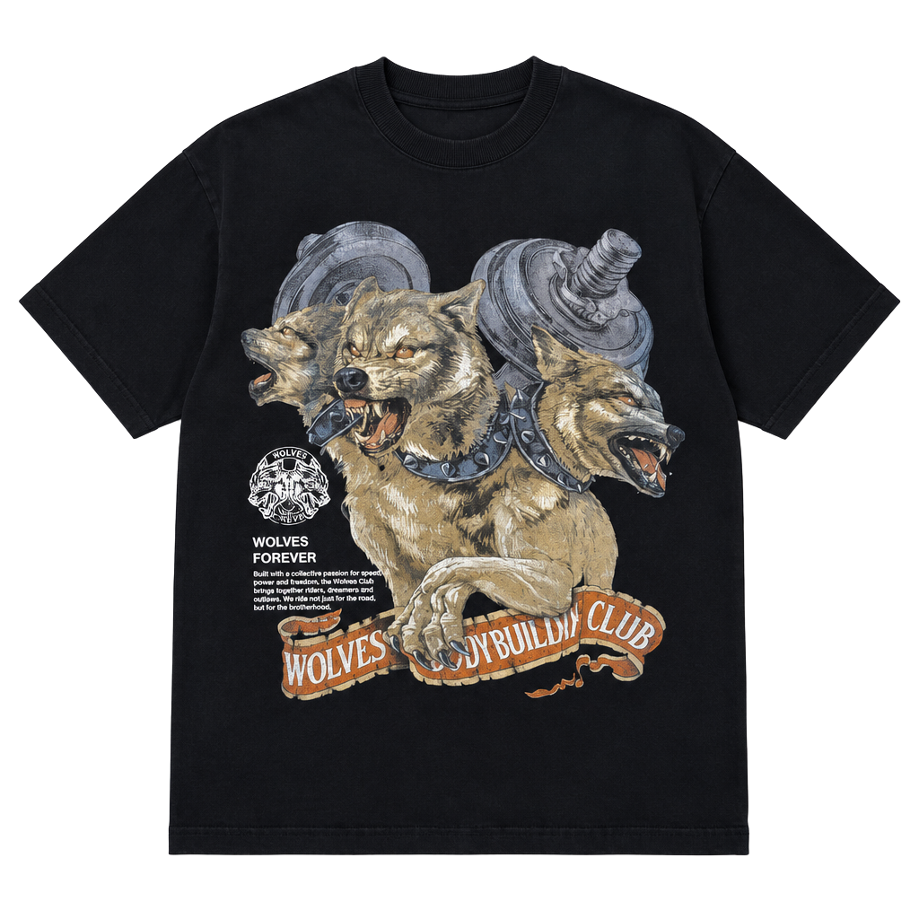 Darc Sport Wolves Bodybuilding Club Three-Headed Wolf T-Shirt Size S Black 1