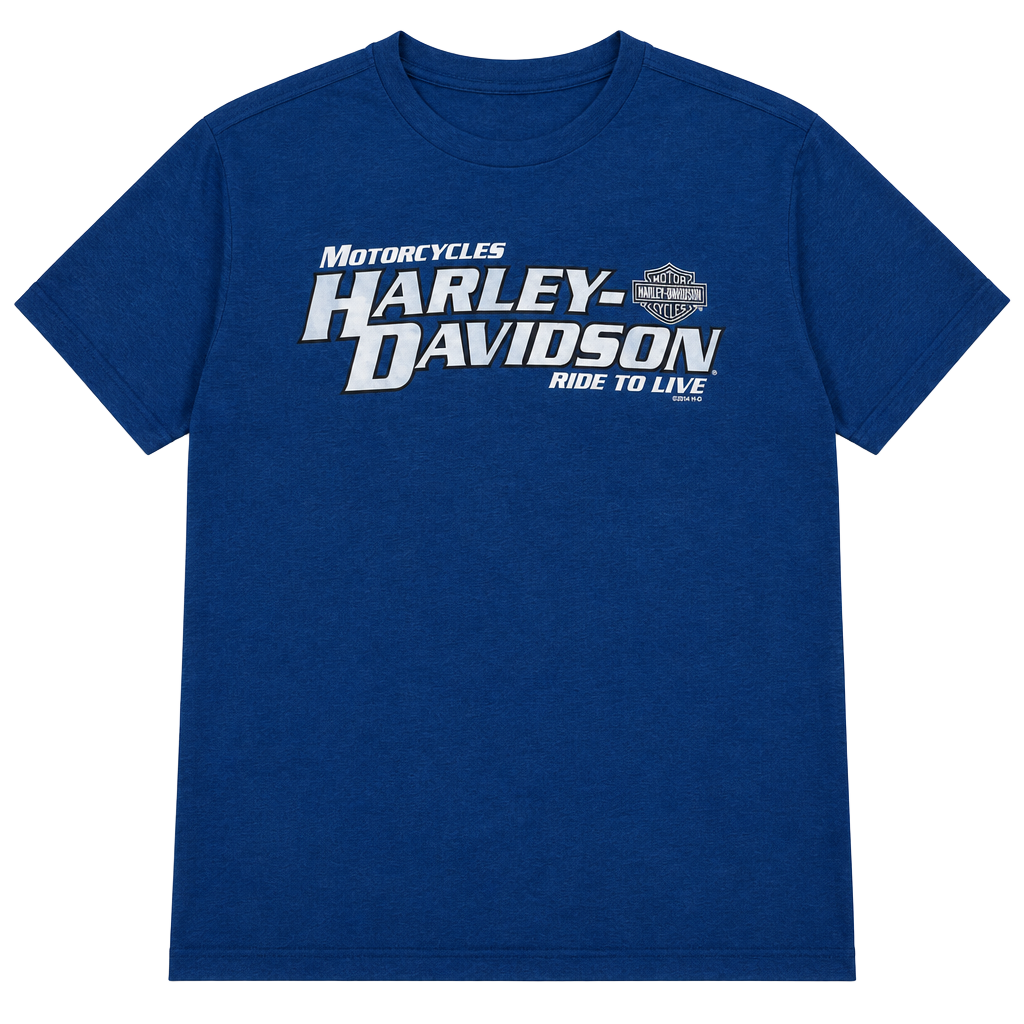Harley-Davidson Laugerman's York PA Performance T-Shirt Blue Motorcycle Biker 1