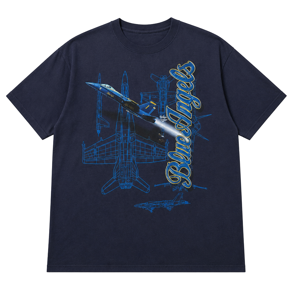Liquid Blue Blue Angels Jet Fighter Graphic T-Shirt Navy 2X 1