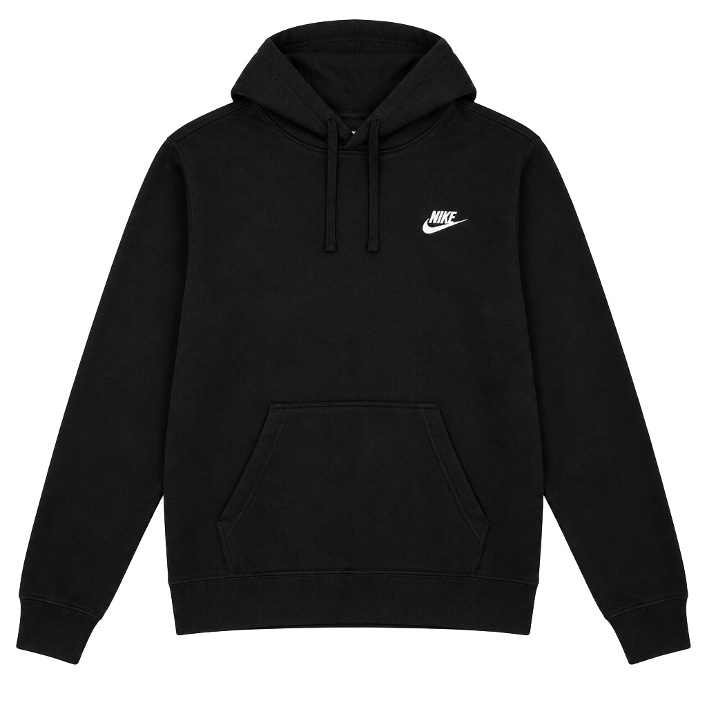 Nike Hoodie Sweatshirt Size XL Black Embroidered Logo Pullover Fleece 1