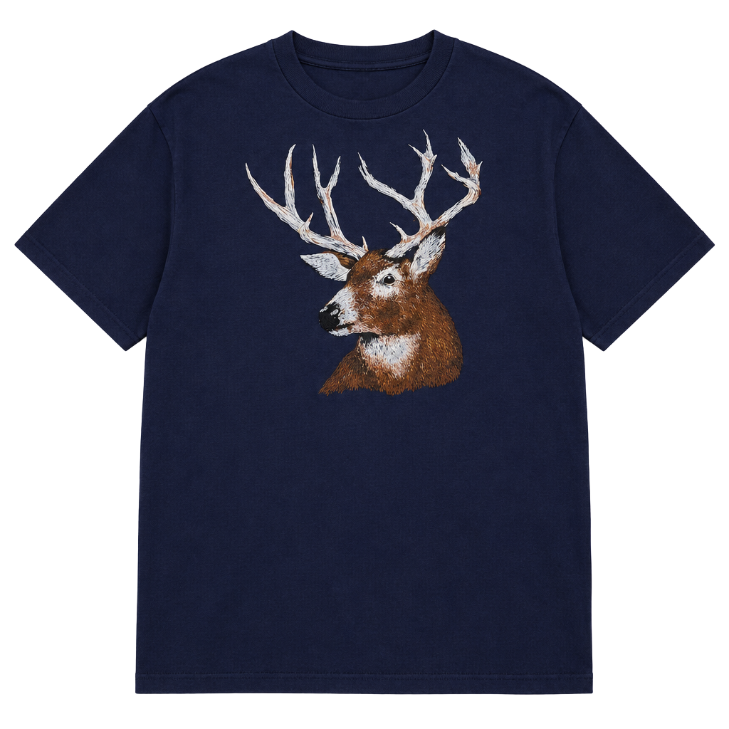 Russell Athletic Deer Buck Graphic T-Shirt 2XL Navy Blue Vintage USA Made 1