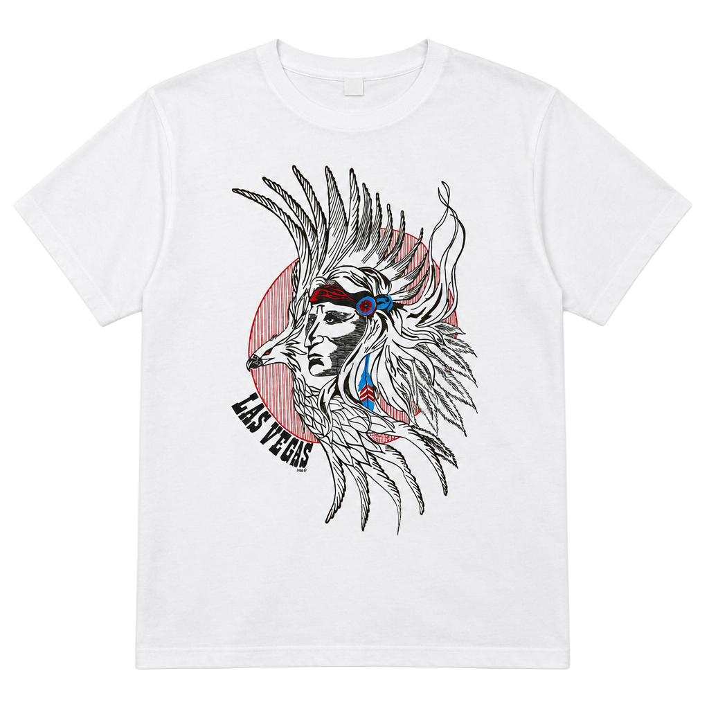 Vintage Las Vegas Native American Headdress Graphic T-Shirt White 1