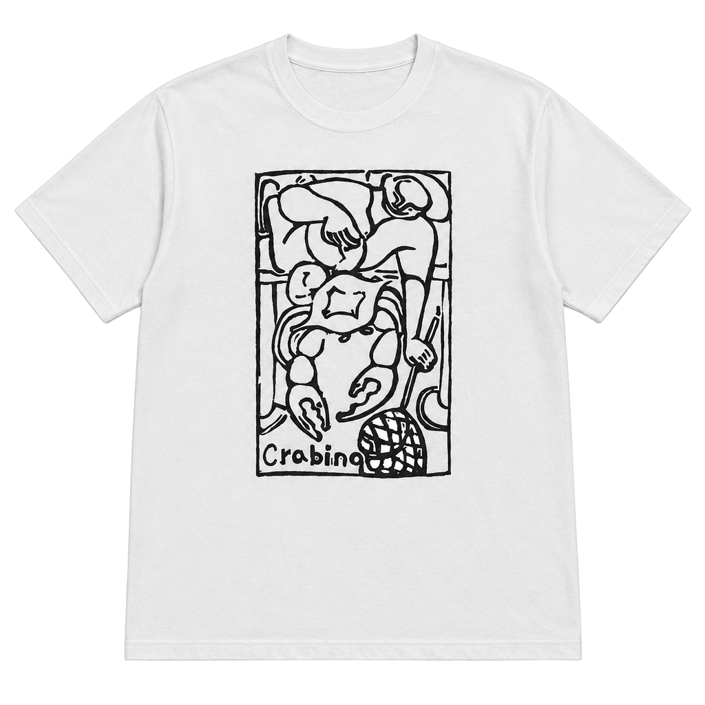 Vintage Gildan Crabbing Graphic Art T-Shirt White Size XL 1