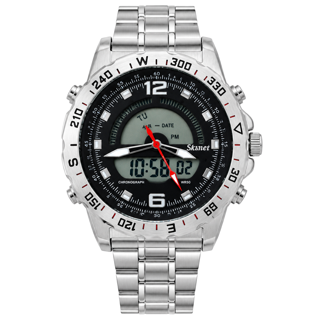 Stauer Compendium Hybrid Chronograph Watch 19093 Stainless Steel WR50 1