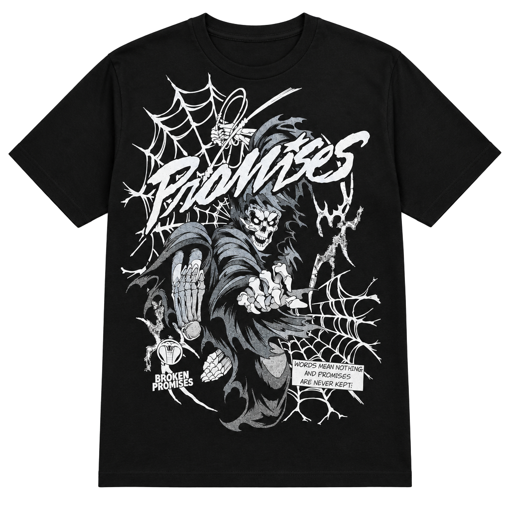 Broken Promises Grim Reaper Graphic T-Shirt Size M Black 1