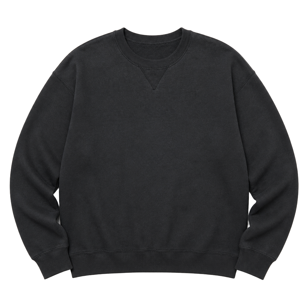 Vintage Hanes Classics V-Insert Blank Crewneck Sweatshirt Black XL Made in USA 1
