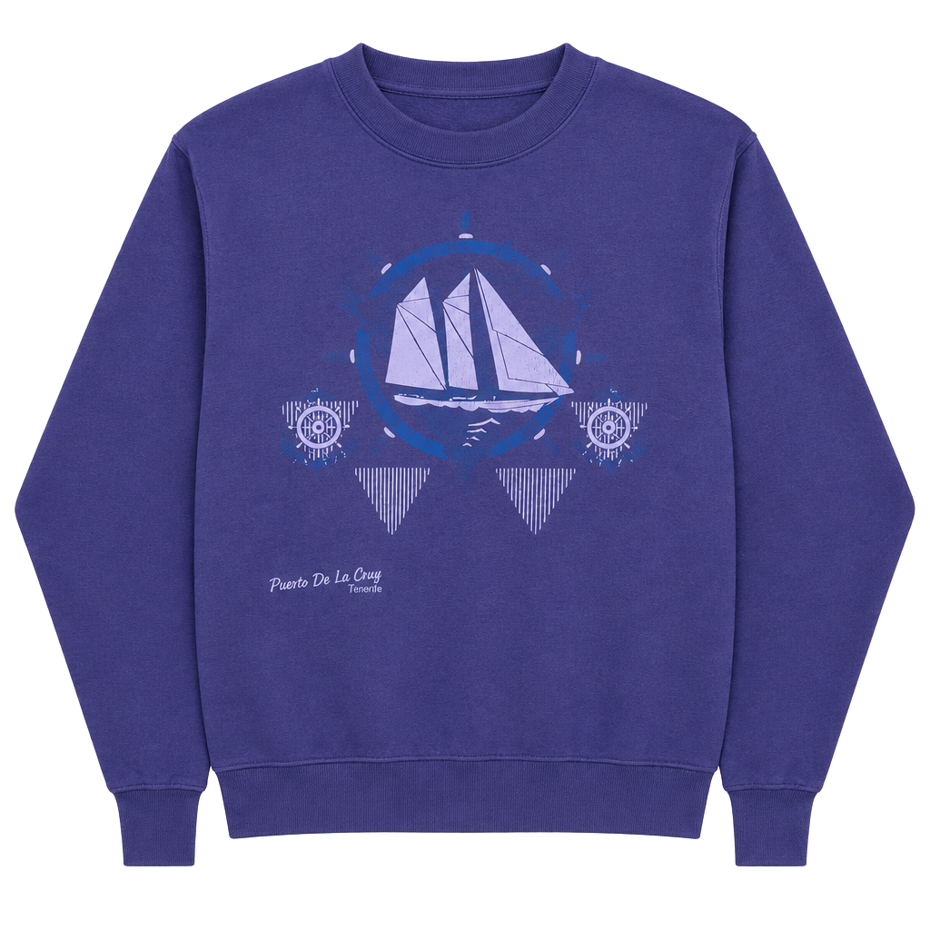 Oneita Sailboat Crewneck Sweatshirt Size S Purple Puerto De La Cruz 1