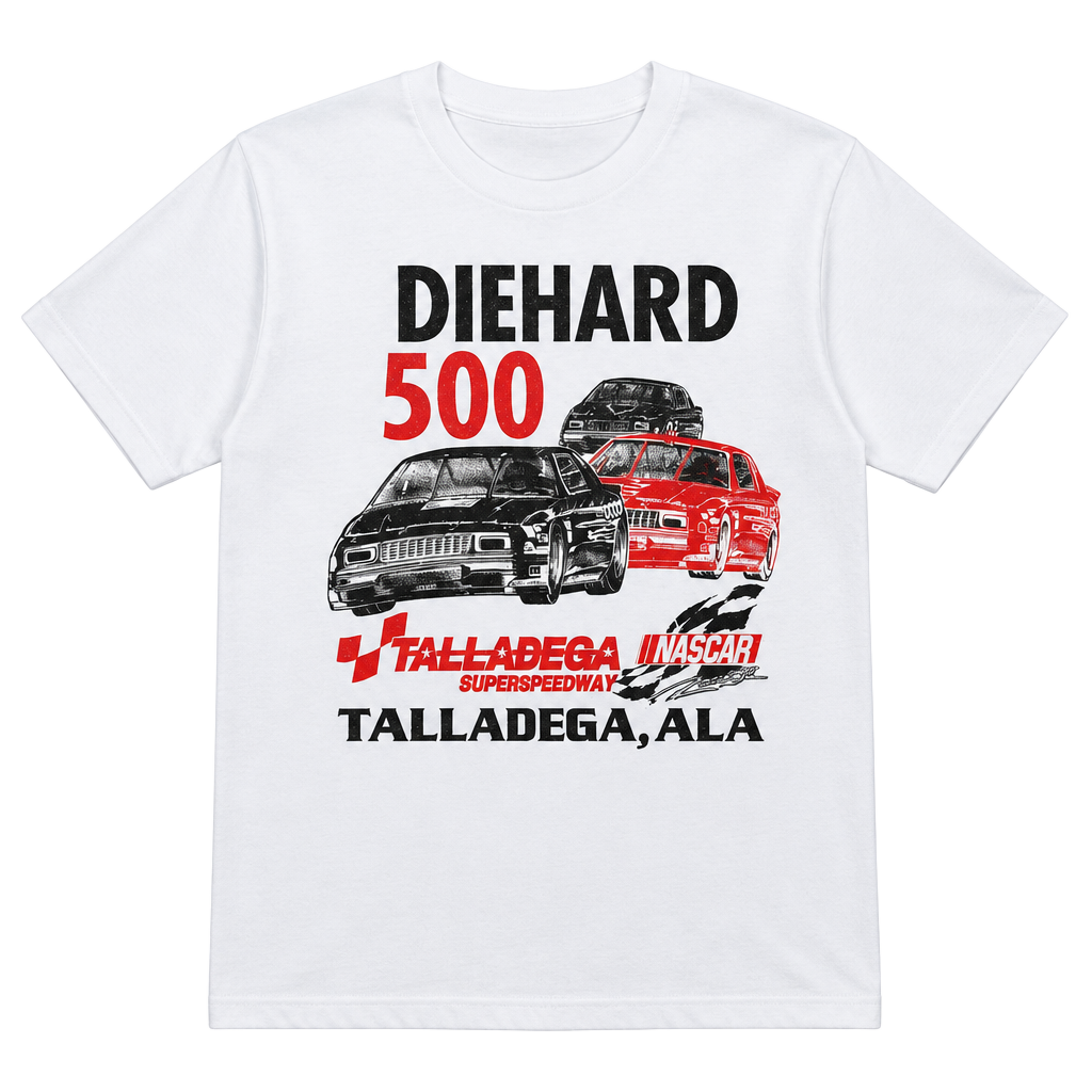 NASCAR DieHard 500 Talladega Superspeedway Size Large White Vintage T-Shirt 1