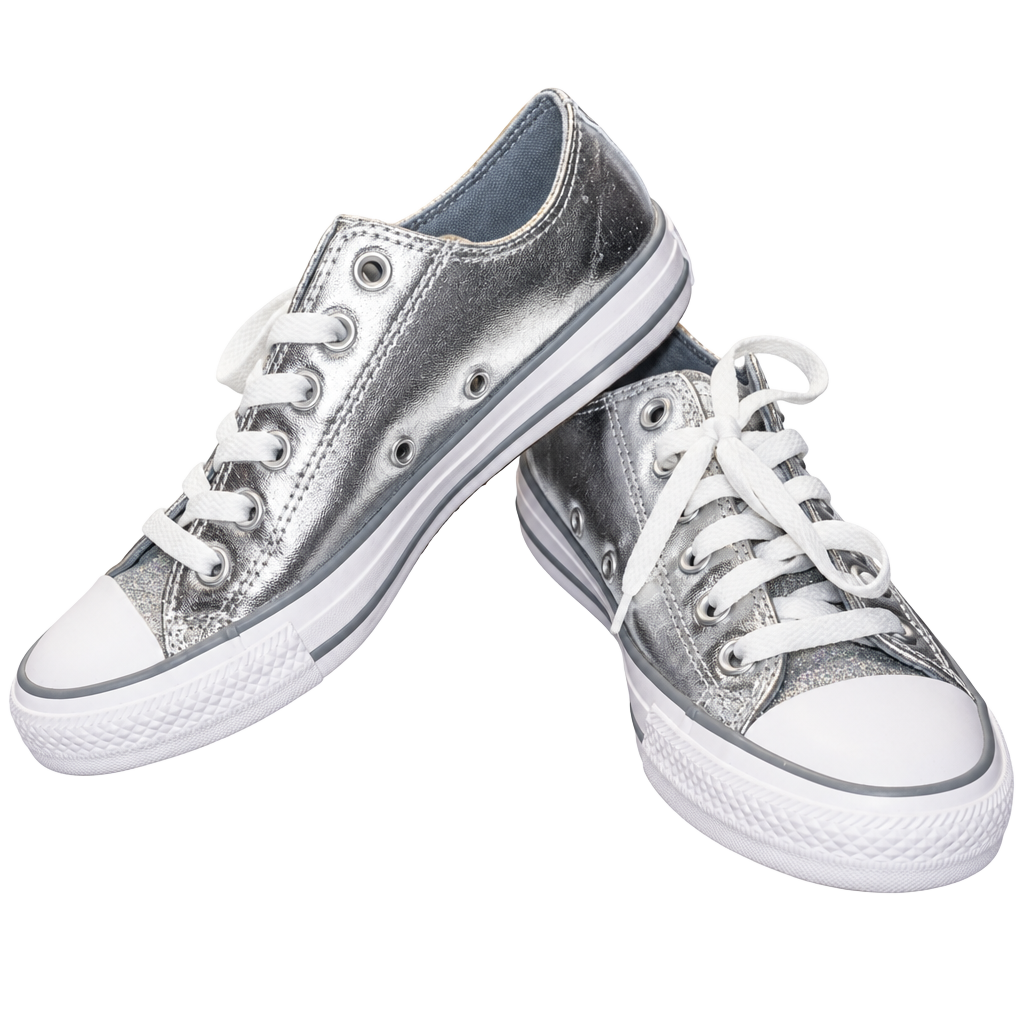 Converse Chuck Taylor All Star Sparkle Silver Low Top Sneakers 1