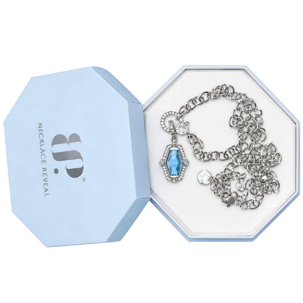 Bomb party link necklace with blue stone pendant 1