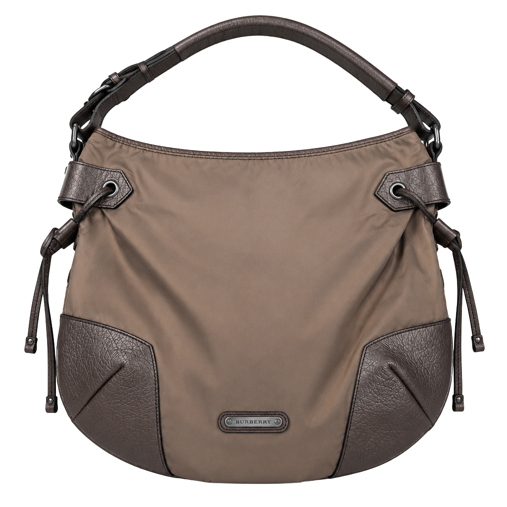 Burberry Nylon Shoulder Bag Brown Hobo 1