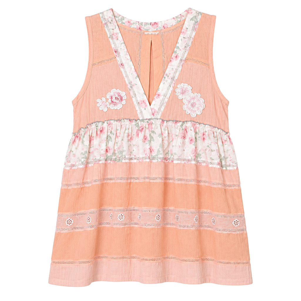 POL Floral Embroidered Size L Peach Tank Top 1