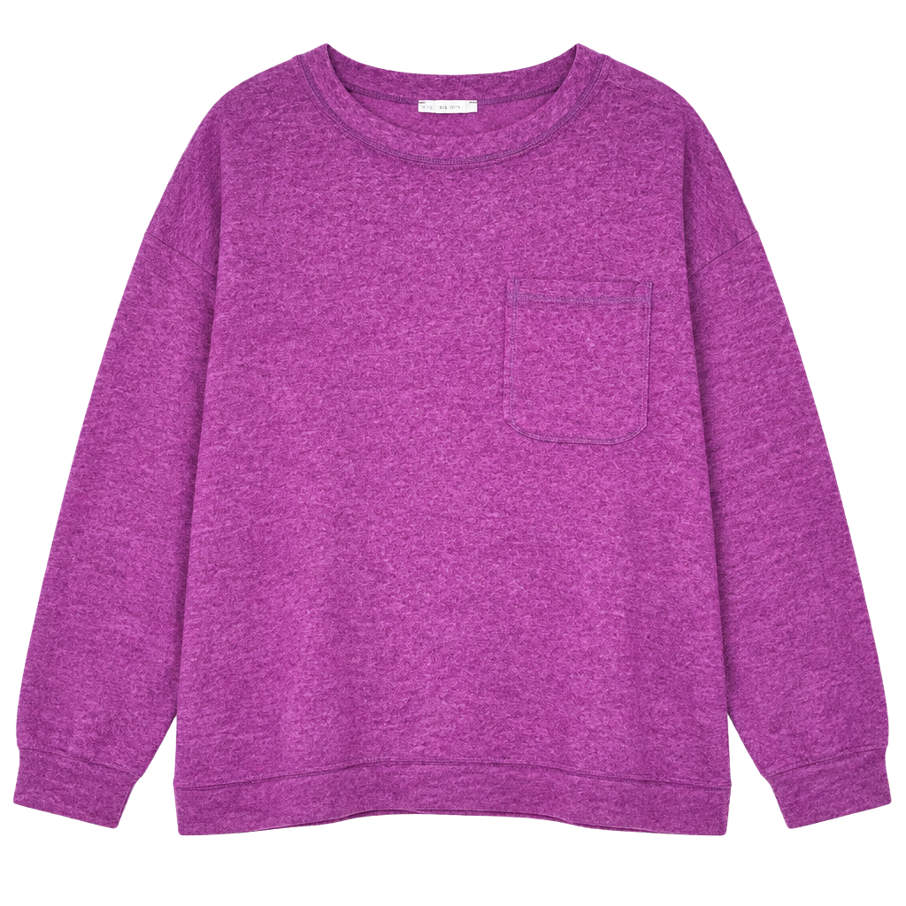 Zenana Oversized Sweater Size 2X/3X Plum Melange Hacci Pocket Long Sleeve 1