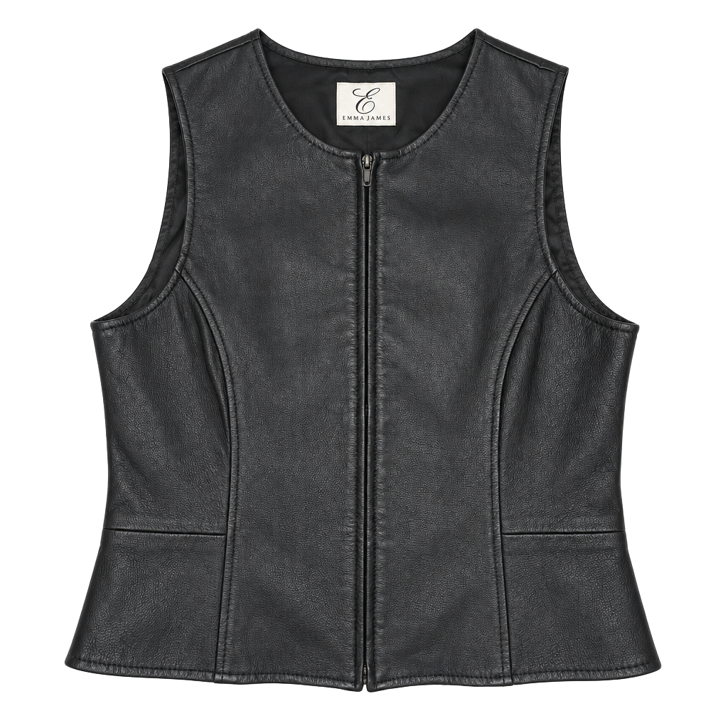 Emma James Womens 8 Brown Genuine Leather Zip Vest Fitted Y2K Moto Western 1