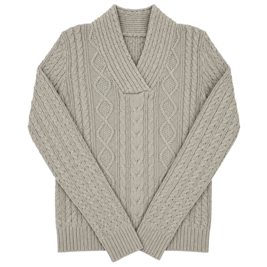 Jeanne Pierre Women’s XL Cream Cable Knit Shawl Collar Sweater Chunky Cozy 1