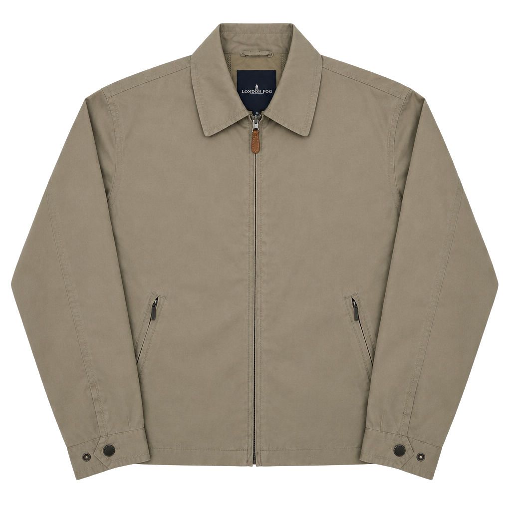 London Fog Men’s Khaki Tan Harrington Bomber Jacket Full Zip Size M 1