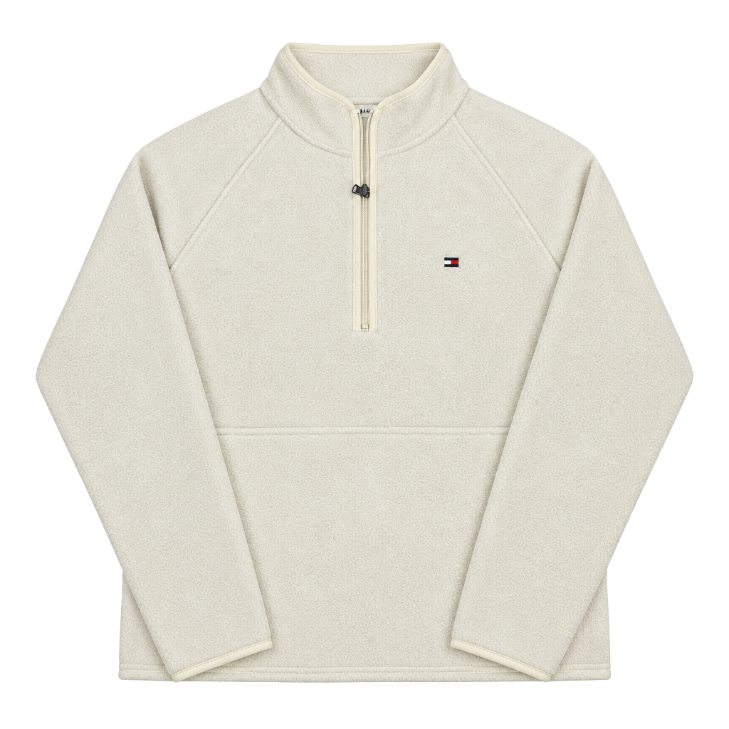 Tommy Hilfiger Quarter Zip Fleece Pullover Size XL Off White 1