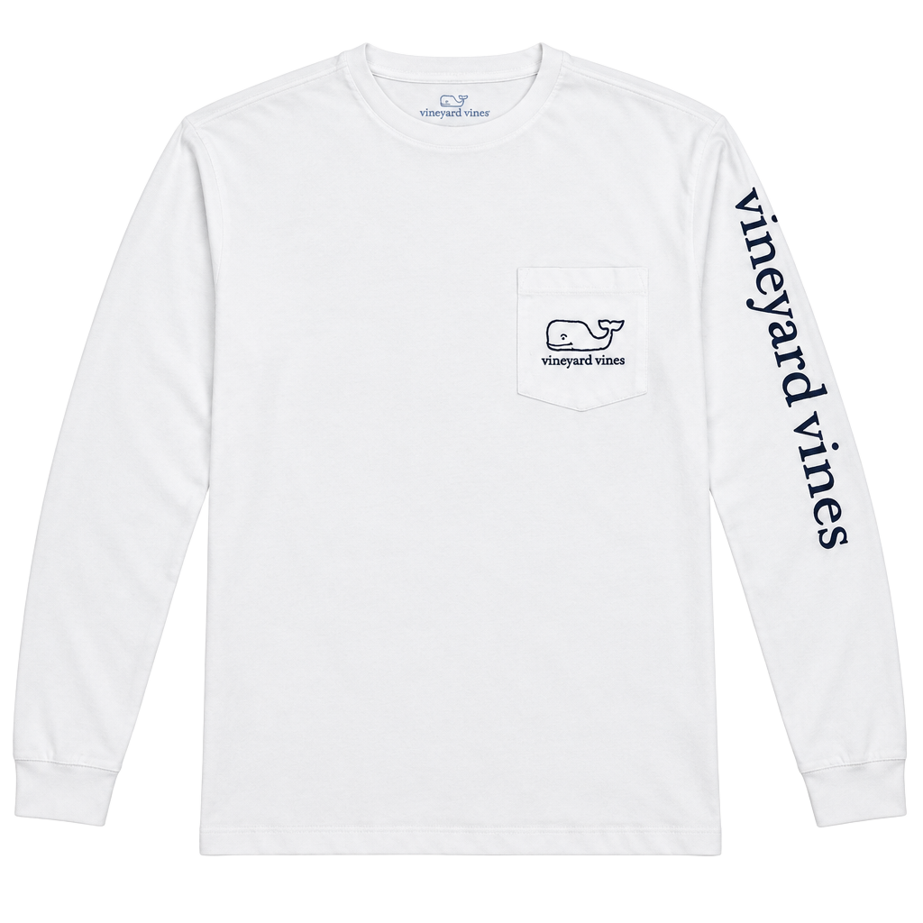 Vineyard Vines Vintage Whale Long Sleeve Pocket T-Shirt White Size S 1