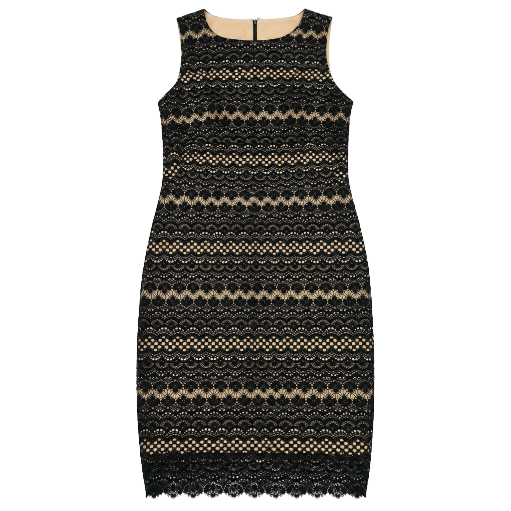 Tahari Black Lace Dress Women's 10 Elegant Sheath Lined Sleeveless Cocktail 1