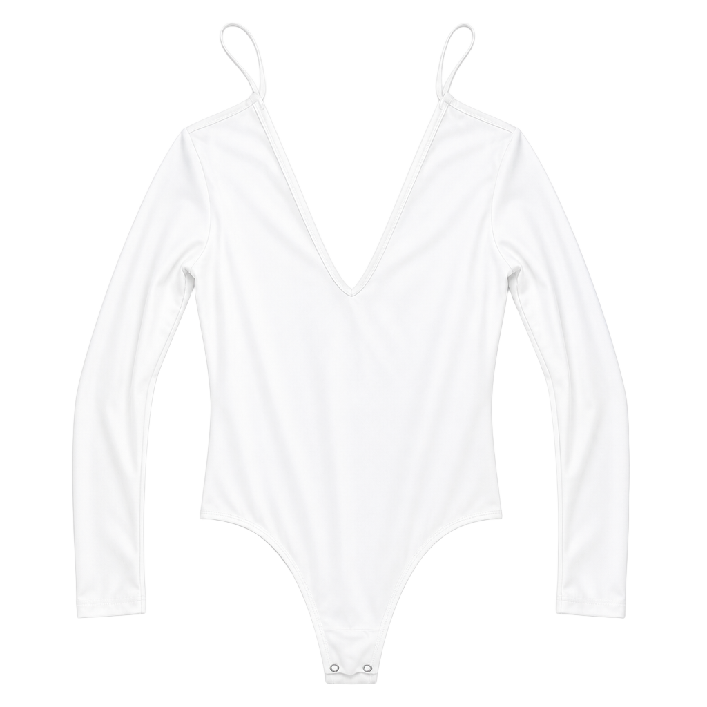 GB Plunge V-neck Long Sleeve Bodysuit White Size M 1