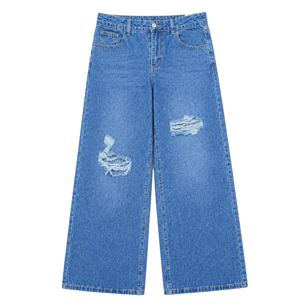 SHEIN Ripped Wide Leg Denim Jeans 1