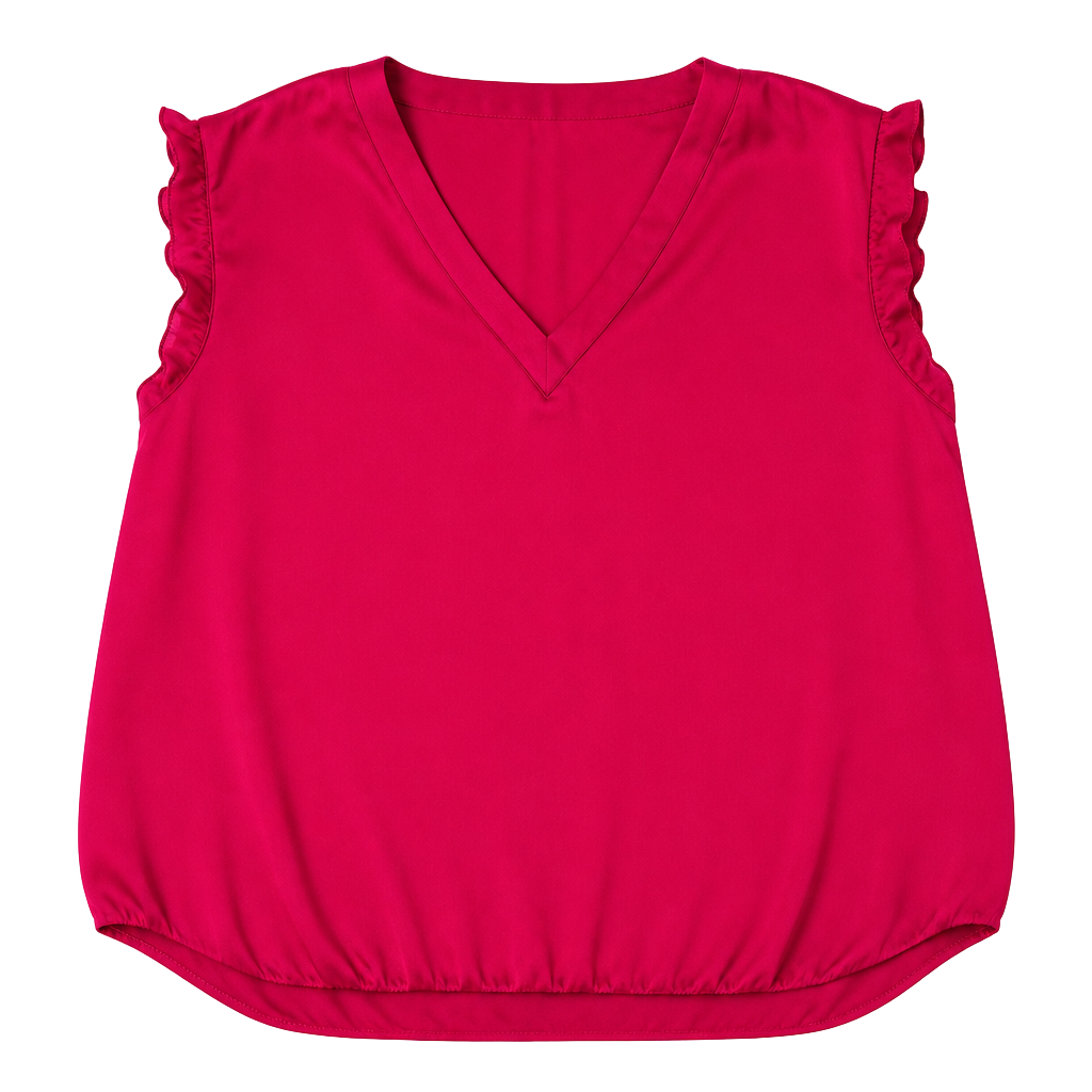 Kate Spade New York Magenta Pink V-Neck Ruffle Sleeve Viscose Blouse 1