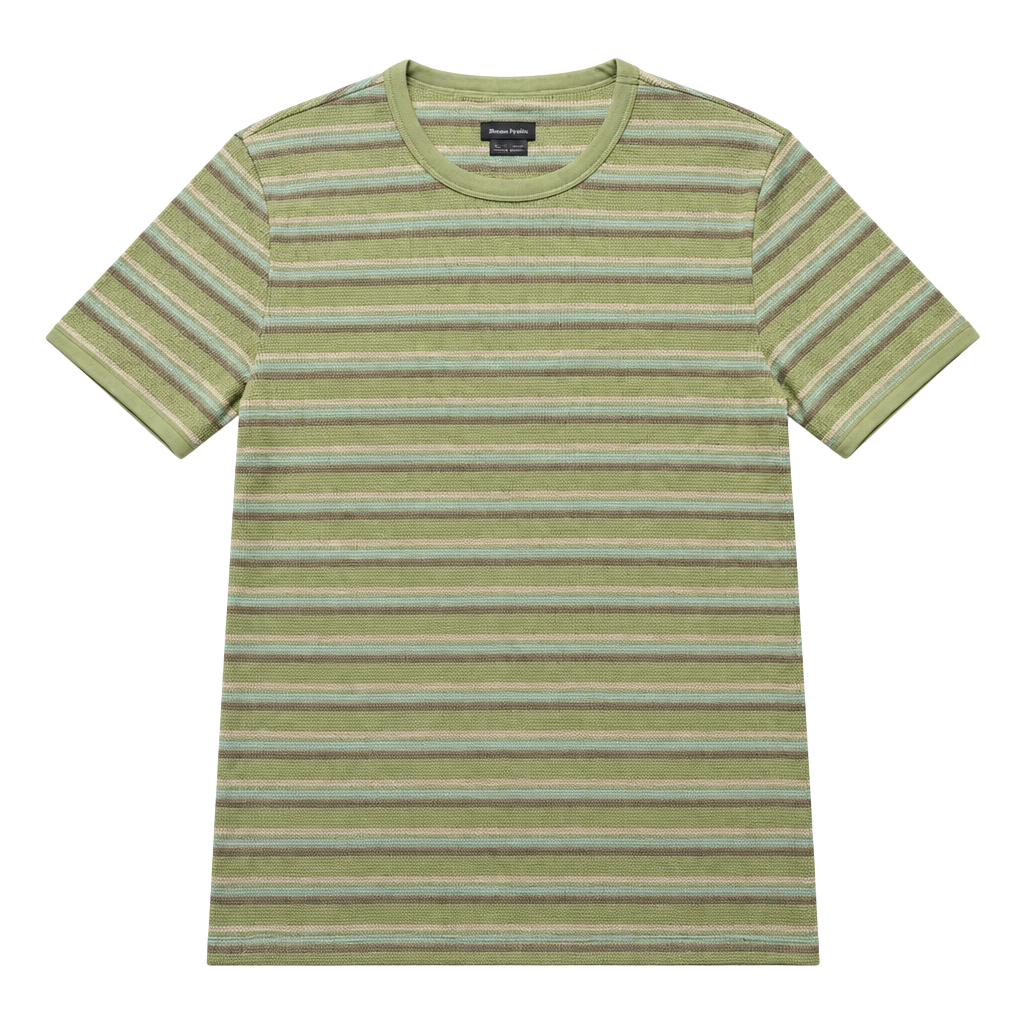 Standard Cloth Striped Waffle Knit T-Shirt Size L Green 1