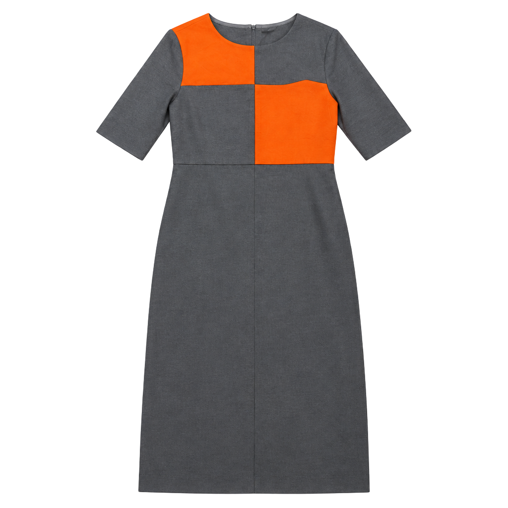 Premise Dresses Colorblock Dress Size 8 Black Orange Pencil Midi 1