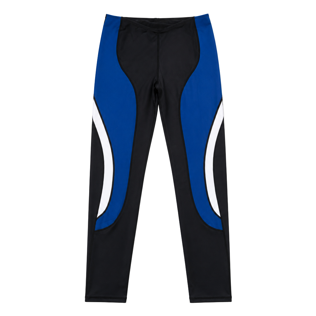 LUXEFASHION Leggings Size L Blue Black White Colorblock Activewear 1