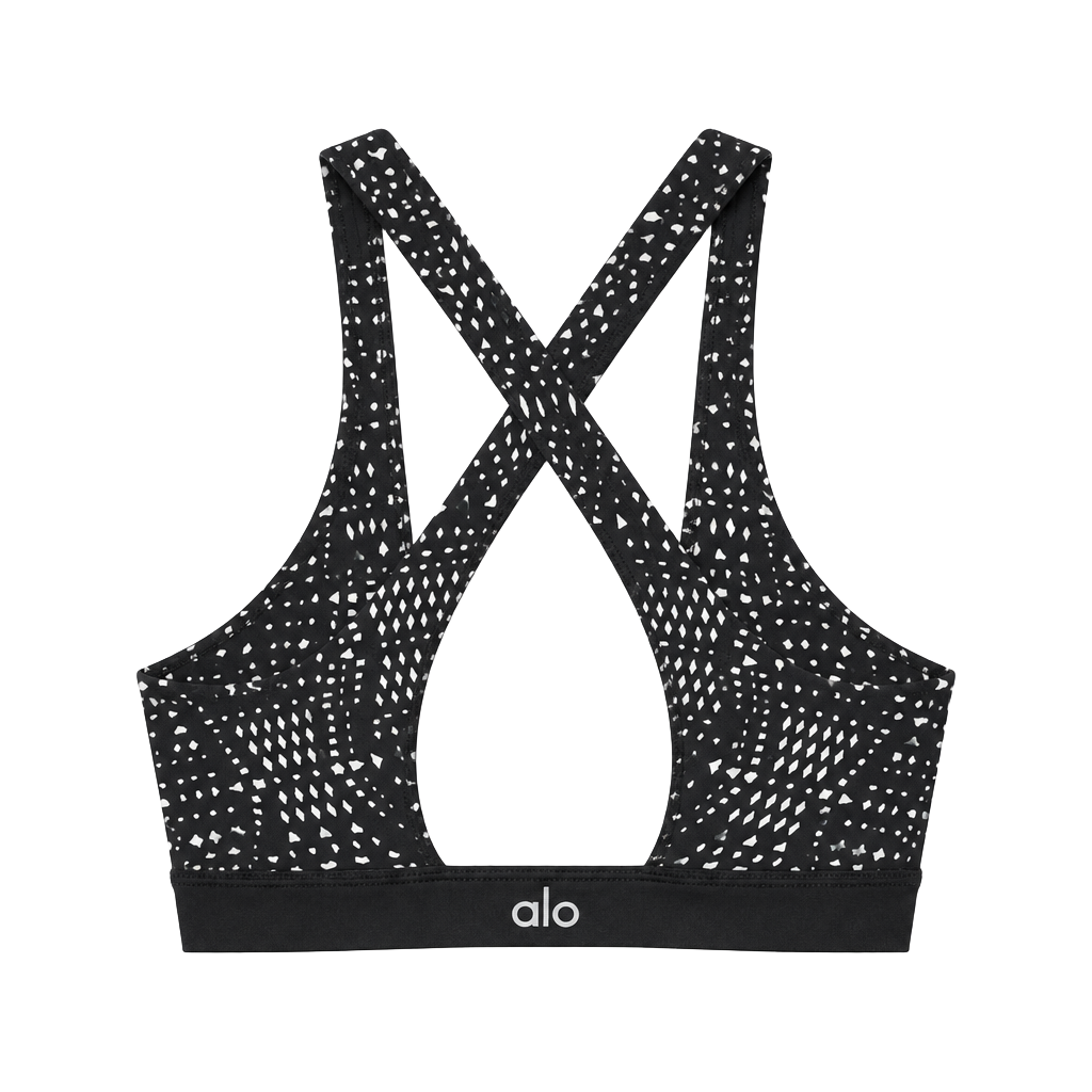 Alo Yoga Sports Bra Black White Pattern 1