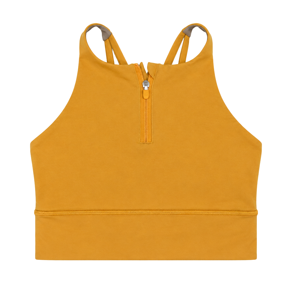 Lululemon Energy High Neck Longline Zip Bra Size 8 Orange Mango Dream 1