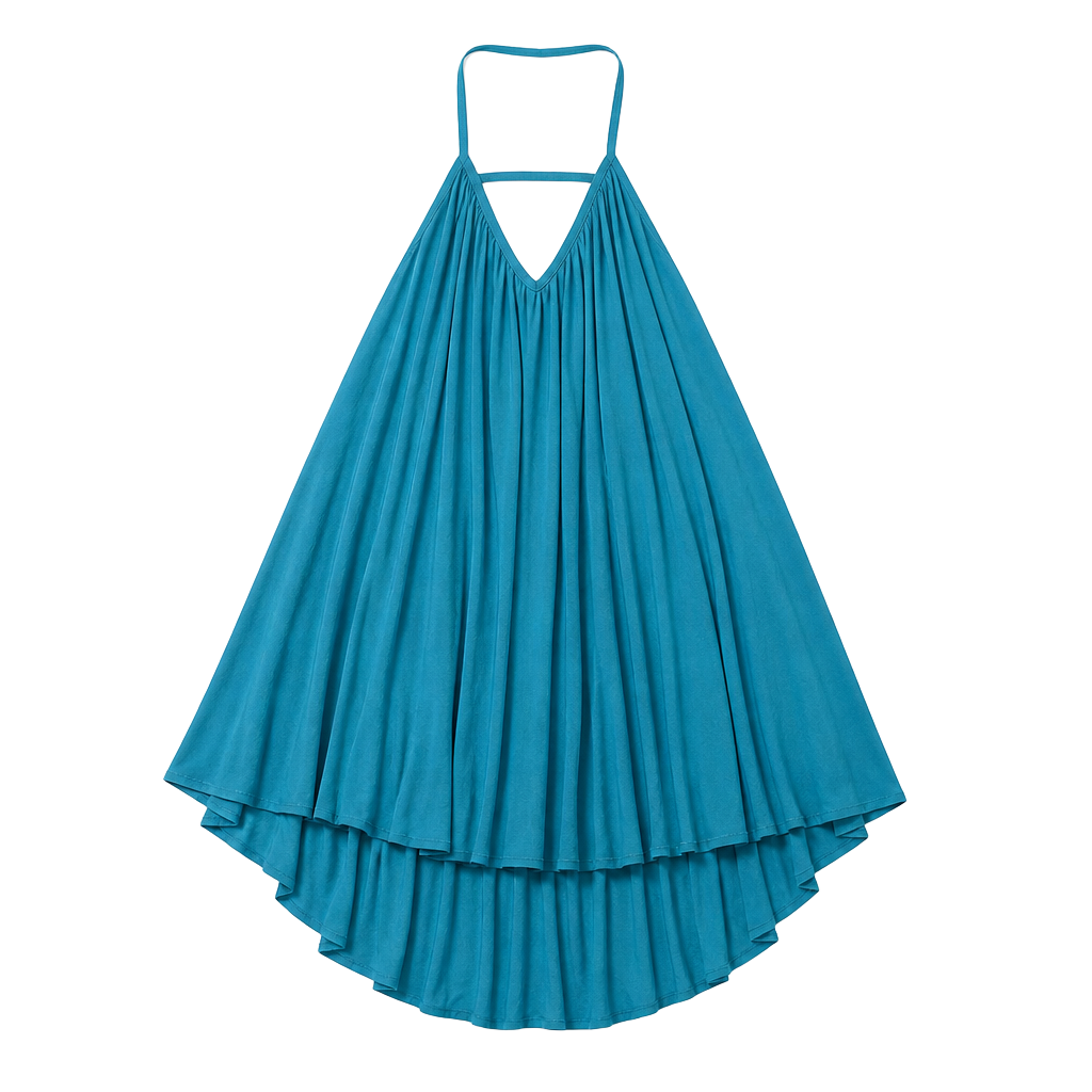 American Threads Halter Mini Dress Teal Backless High Low 1