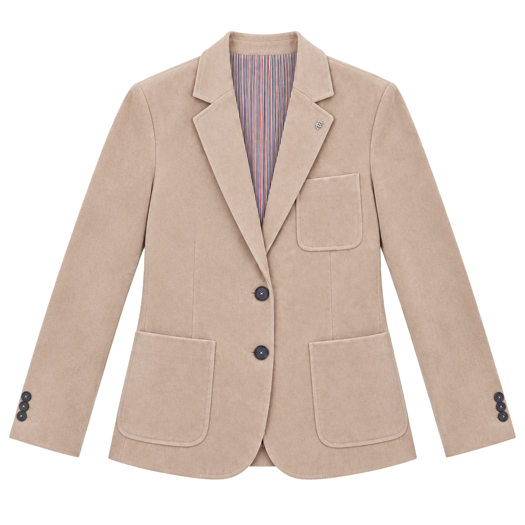 Tommy Hilfiger Faux Suede Blazer Size 12 Camel Tan Striped Lining NWOT 1