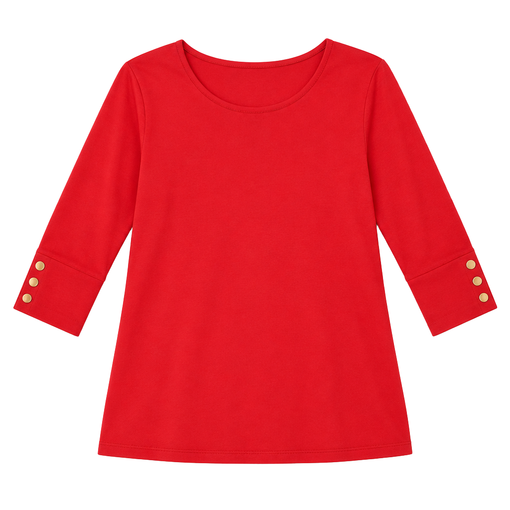 Premise NWT Red Gold Button Cuff Knit Tunic Top Rayon Blend M P860318 1