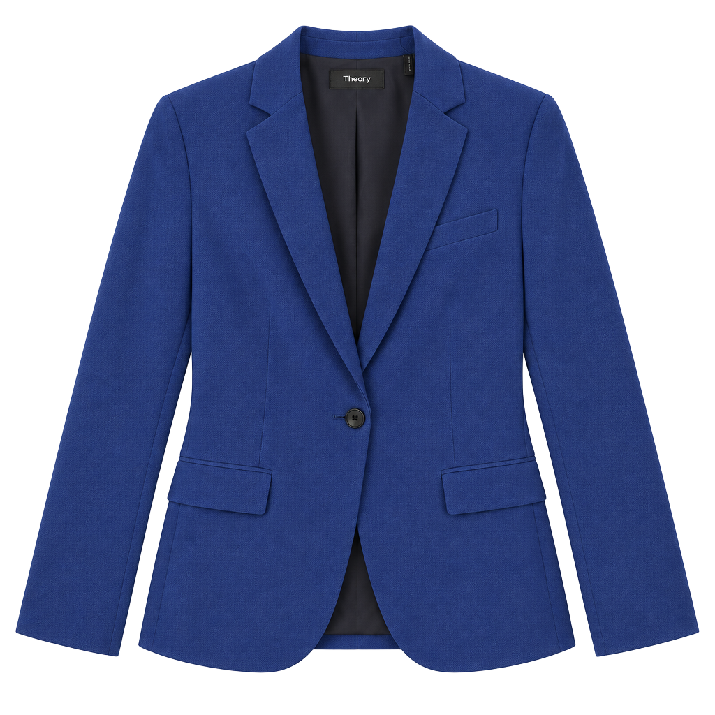 Theory Staple Blazer B Classic Crepe Indigo Blue Size 0 One Button Blazer 1