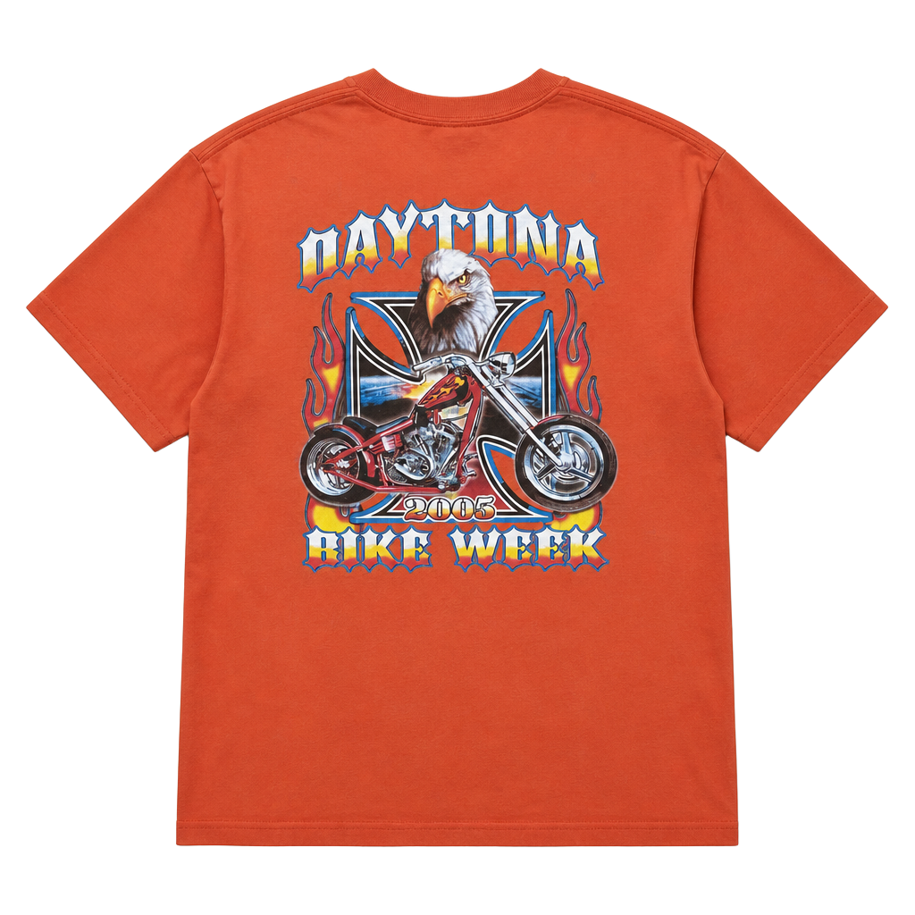 Hanes Heavyweight 2005 Daytona Bike Week Eagle and Motorcycle Graphic T-Shirt 1