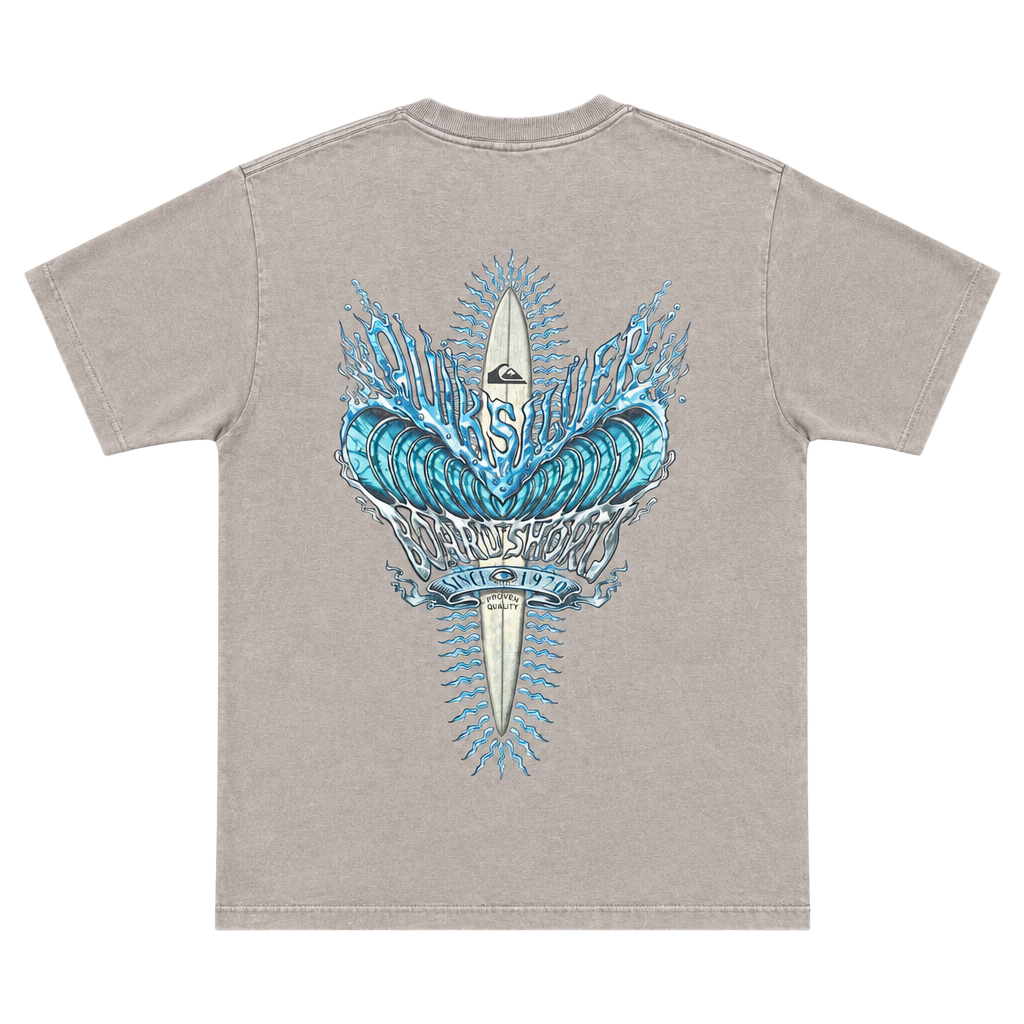 Vintage 90s Quiksilver Surf T-Shirt Dagger Wave Graphic Faded Skate Tee Small 1