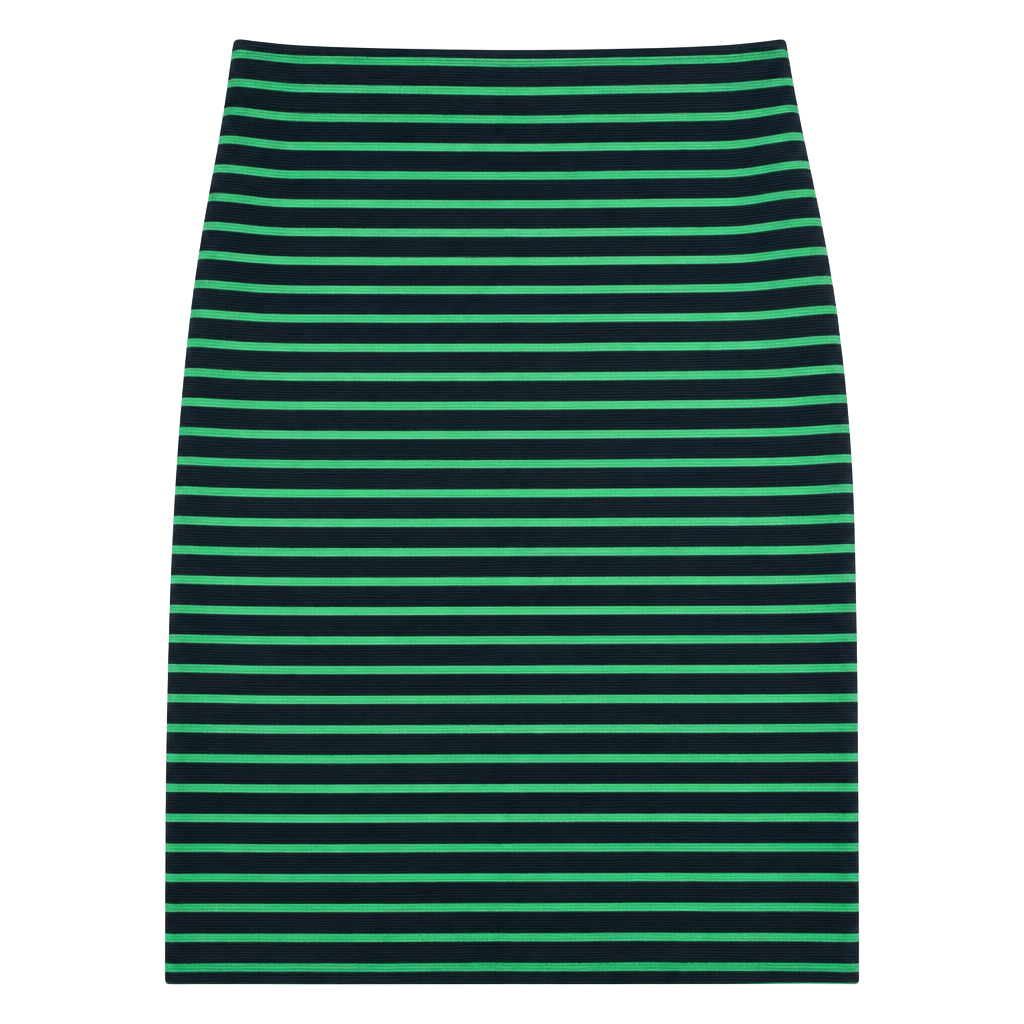 LOFT Green And Navy Striped Ribbed Pencil Skirt Size L New with Tags 1