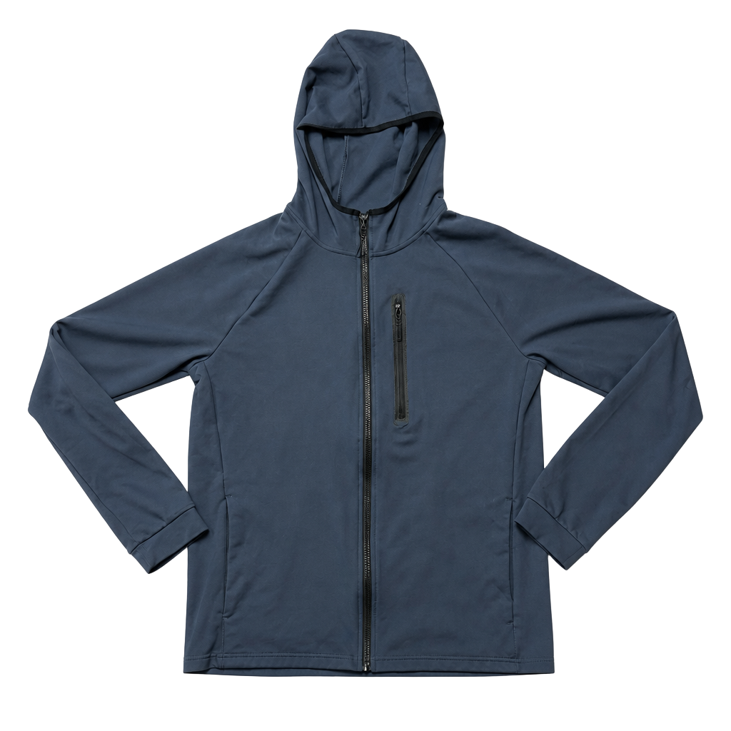 Apana Men's Luxe Premium Stretch Full Zip Hoodie Jacket Blue Size Large 1