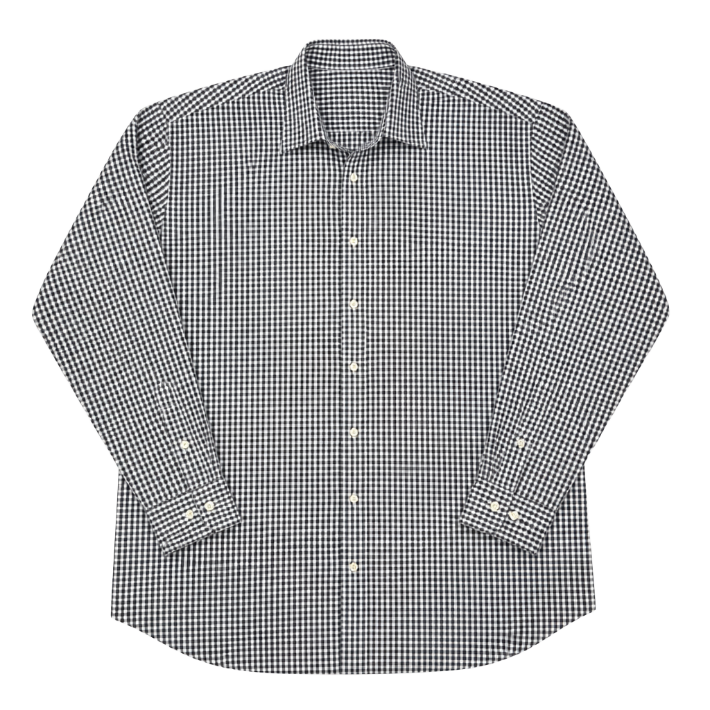 Peter Millar Nanoluxe Easycare Black White Gingham Check Dress Shirt XXL 1