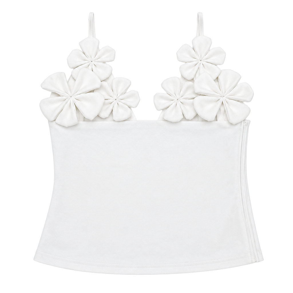White Fox Boutique Floral Cami Top Size M White 1