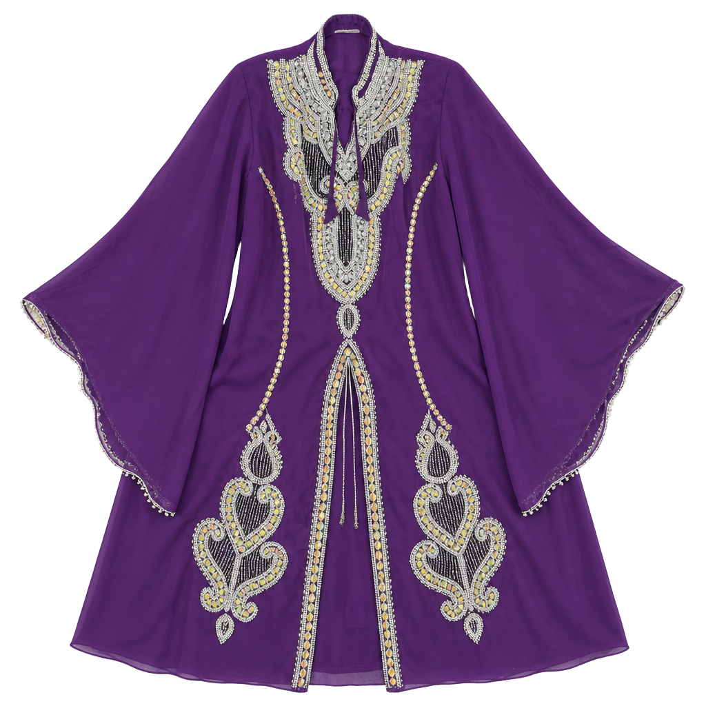 Purple Embellished Henna Party Dress Kaftan with Bell Sleeves *read and see 1