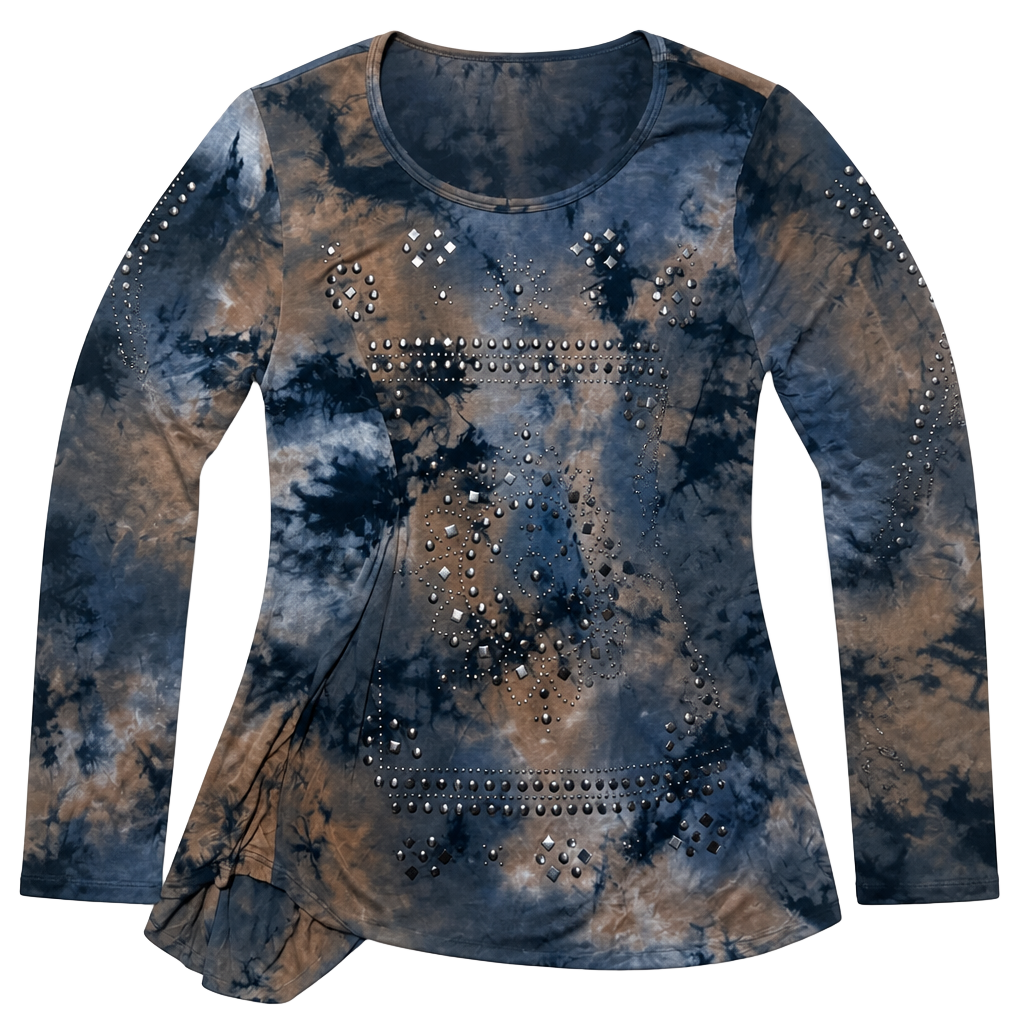 Vocal USA Tie-Dye Studded Long Sleeve Top 1