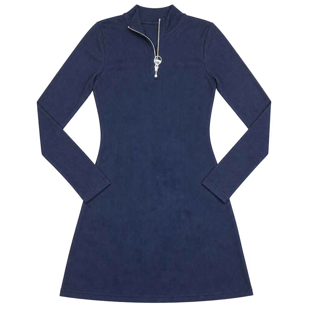 Barbour International Black Ribbed Long Sleeve Quarter Zip Dress 1