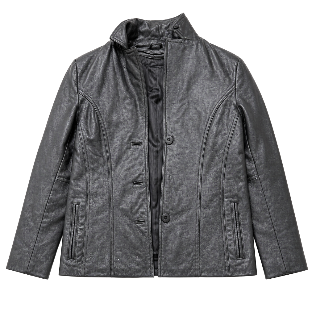 Wilsons Leather Women's Black Genuine Leather Button-Up Jacket 1